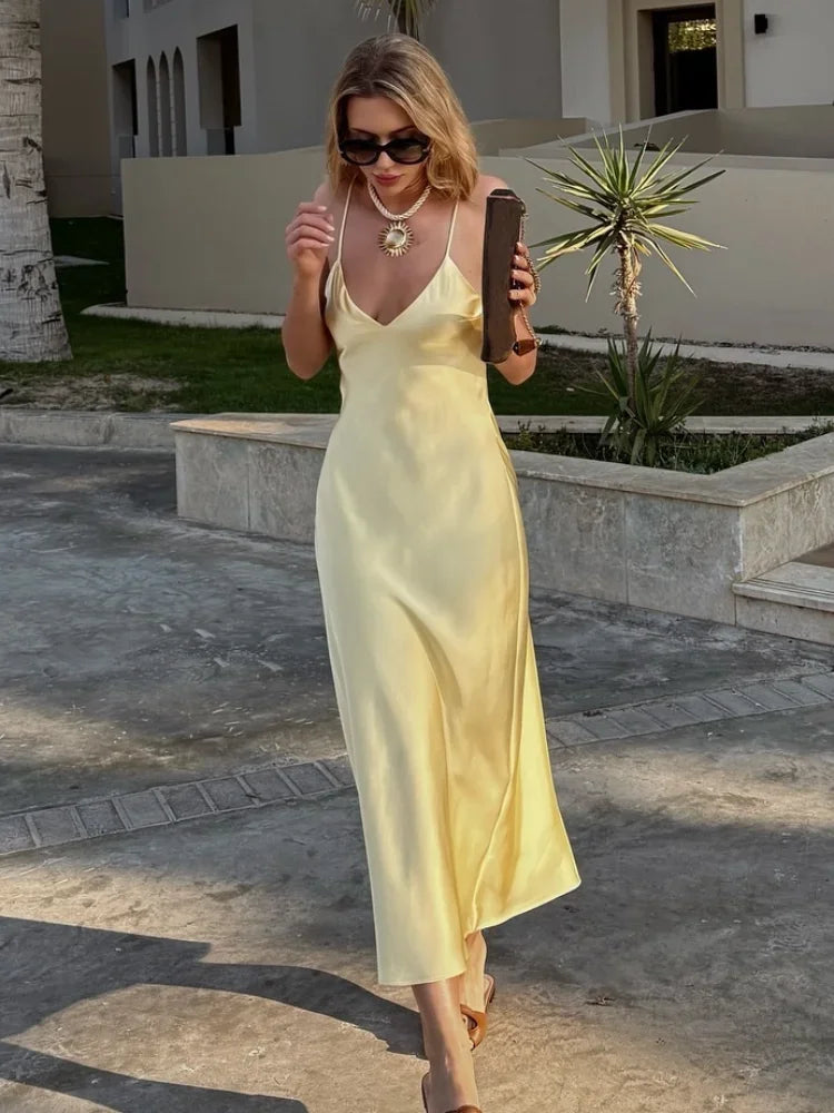 Vibrant Elegance Backless Sling Dress™