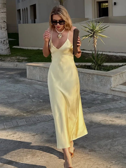 Vibrant Elegance Backless Sling Dress™